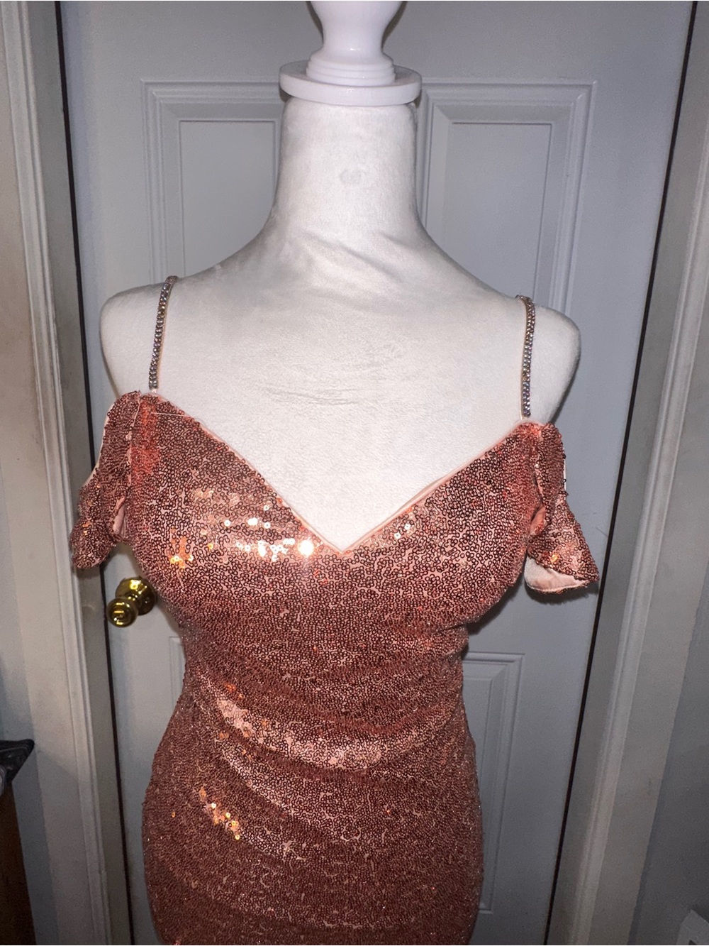 Dancing Queen Rose Gold Sequin One-Shoulder Cocktail Dress for 5,2 height